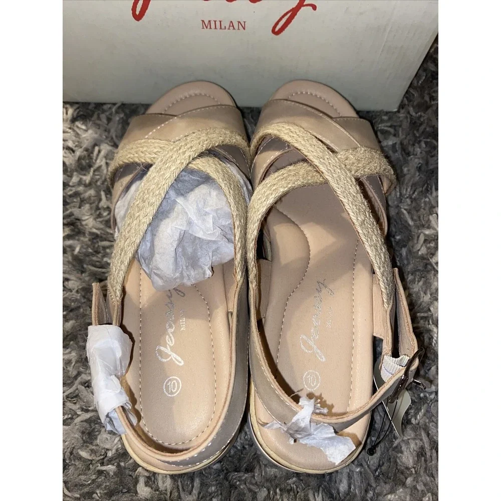 NIB Jeossy Women's Espadrille Wedge Sandals, sz‎ 10